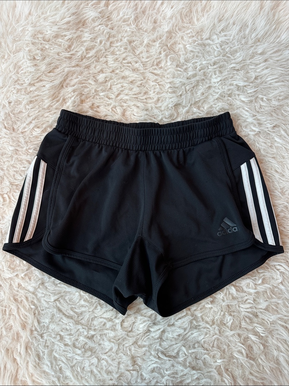 adidas Black Athletic Shorts with White Stripe Accents - Picture 5 of 6